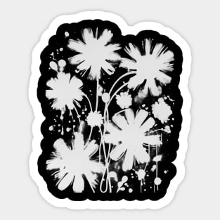 White Flowers Gaffiti Street Art Sticker